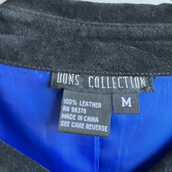 Dons Black Leather Jacket Blue Satin Lining Snap Closure M - Picture 7 of 16